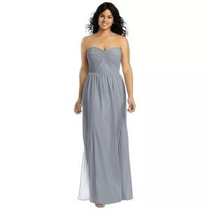 SOCIAL Bridesmaids 8159 Strapless Chiffon Maxi Gown Platinum Gray 8 B71